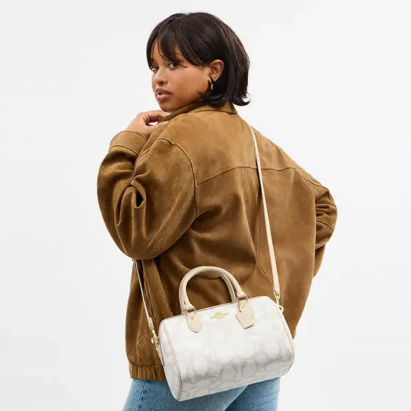 ⭐️Coach NWT Rowan Satchel In Sketch Signature Canvas / Crossbody & Gold Hardware - Picture 6 of 10